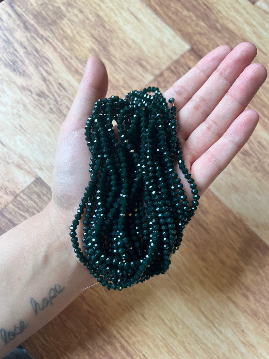 Dark Green Rondelle Glass 4mm Beads